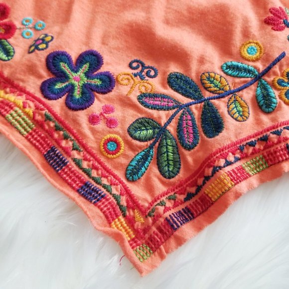 JOHNNY WAS Orange Embroidered Short Sleeve Top - Picture 4 of 7